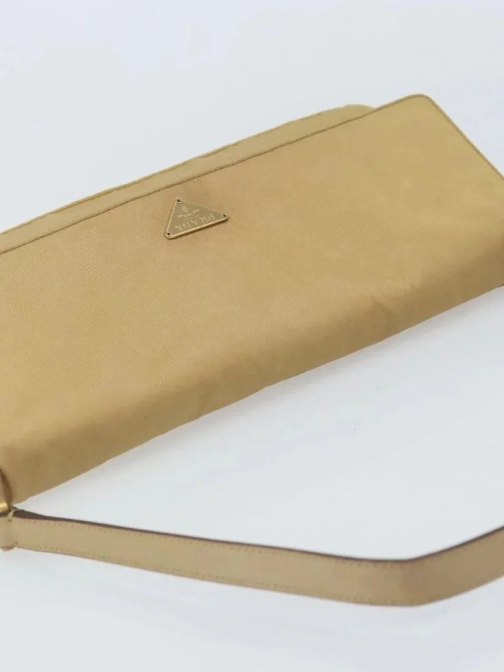 PRADA Shoulder Bag Nylon Beige Gold - Picture 8 of 16